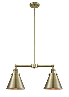 Franklin Restoration Two Light Island Pendant in Antique Brass (405|209-AB-M13-AB)