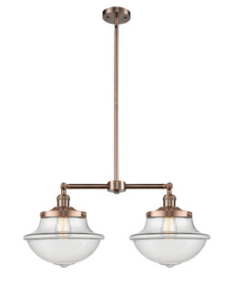Franklin Restoration Two Light Island Pendant in Antique Copper (405|209-AC-G542)