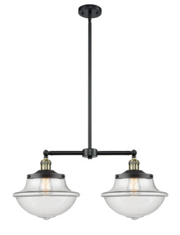 Franklin Restoration Two Light Island Pendant in Black Antique Brass (405|209-BAB-G542)