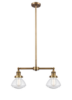 Franklin Restoration Two Light Island Pendant in Brushed Brass (405|209-BB-G324)