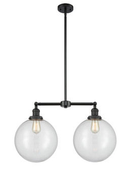 Franklin Restoration Two Light Island Pendant in Matte Black (405|209-BK-G202-12)