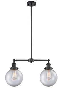 Franklin Restoration Two Light Island Pendant in Oil Rubbed Bronze (405|209-OB-G202-8)