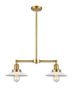 Franklin Restoration Two Light Island Pendant in Satin Gold (405|209-SG-G1)