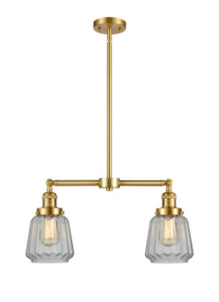 Franklin Restoration Two Light Island Pendant in Satin Gold (405|209-SG-G142)