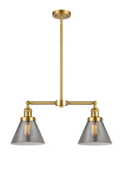 Franklin Restoration Two Light Island Pendant in Satin Gold (405|209-SG-G43)