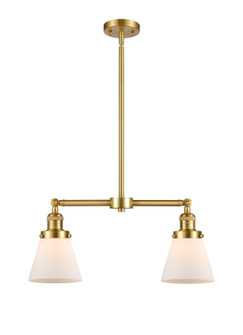 Franklin Restoration Two Light Island Pendant in Satin Gold (405|209-SG-G61)