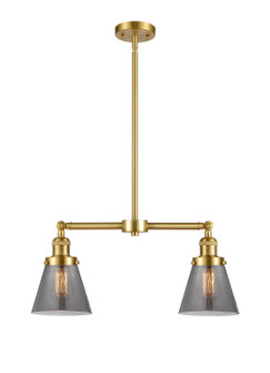 Franklin Restoration Two Light Island Pendant in Satin Gold (405|209-SG-G63)