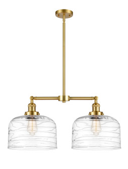 Franklin Restoration Two Light Island Pendant in Satin Gold (405|209-SG-G713-L)