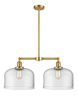 Franklin Restoration Two Light Island Pendant in Satin Gold (405|209-SG-G72-L)