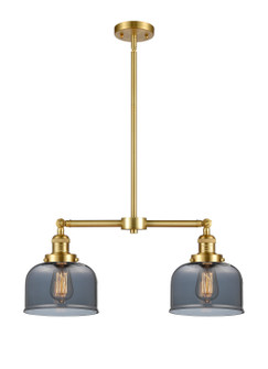 Franklin Restoration Two Light Island Pendant in Satin Gold (405|209-SG-G73)