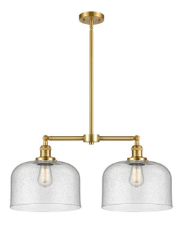 Franklin Restoration Two Light Island Pendant in Satin Gold (405|209-SG-G74-L)