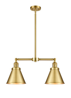 Franklin Restoration Two Light Island Pendant in Satin Gold (405|209-SG-M13-SG)