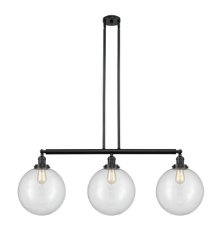 Franklin Restoration Three Light Island Pendant in Matte Black (405|213-BK-G202-12)
