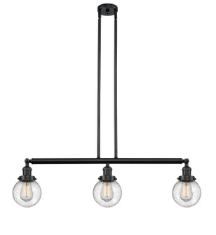 Franklin Restoration Three Light Island Pendant in Matte Black (405|213-BK-G204-6)