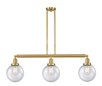 Franklin Restoration Three Light Island Pendant in Satin Gold (405|213-SG-G204-8)