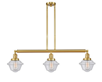 Franklin Restoration Three Light Island Pendant in Satin Gold (405|213-SG-G534)