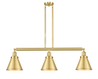 Franklin Restoration Three Light Island Pendant in Satin Gold (405|213-SG-M13-SG)