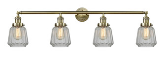 Franklin Restoration Four Light Bath Vanity in Antique Brass (405|215-AB-G142)