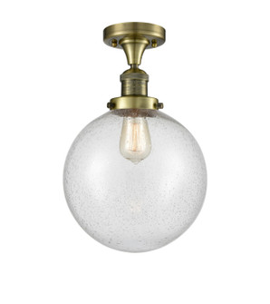 Franklin Restoration One Light Semi-Flush Mount in Antique Brass (405|517-1CH-AB-G204-10)