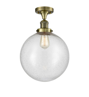 Franklin Restoration One Light Semi-Flush Mount in Antique Brass (405|517-1CH-AB-G204-12)