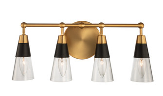 Ponti Four Light Bath in Matte Black w New Brass (33|513134BNB)