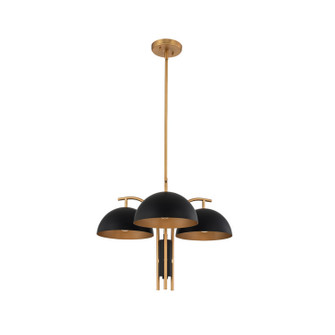 Marcel Three Light Chandeleir in Matte Black w/ New Brass (33|513771BNB)