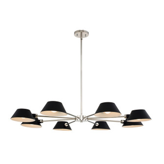 Bruno Eight Light Chandelier in Matte Black w/ Polished Nickel (33|514173BPN)