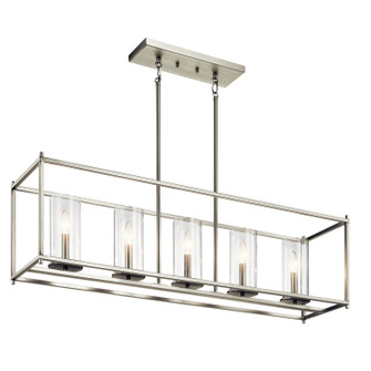 Crosby Five Light Linear Chandelier in Brushed Nickel (12|43995NI)