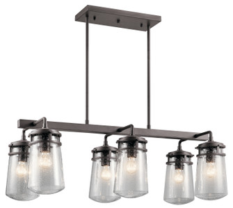 Lyndon Six Light Outdoor Linear Chandelier in Architectural Bronze (12|49835AZ)