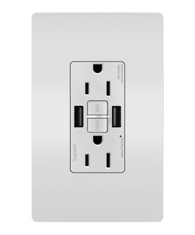 radiant Tamper-Resistant 15A Duplex Self-Test GFCI Receptacles with SafeLock Protection, USB Type A/A in White (246|1597TRUSBAAW)