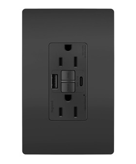 radiant Tamper-Resistant 15A Duplex Self-Test GFCI Receptacles with SafeLock Protection, USB Type A/C in Black (246|1597TRUSBACBK)