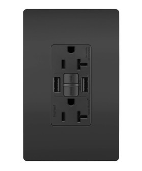 radiant Tamper-Resistant 20A Duplex Self-Test GFCI Receptacles with SafeLock Protection, Type A/A Outlet in Black (246|2097TRUSBAABK)