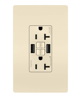 radiant Tamper-Resistant 20A Duplex Self-Test GFCI Receptacles with SafeLock Protection, Type A/A Outlet in Light Almond (246|2097TRUSBAALA)