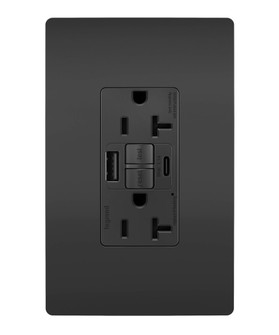 radiant Tamper-Resistant 20A Duplex Self-Test GFCI Receptacles with SafeLock Protection, Type A/C Outlet in Black (246|2097TRUSBACBK)