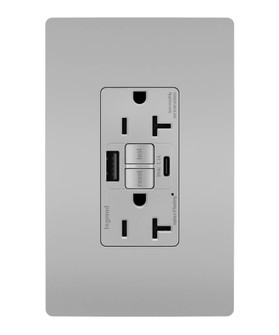 radiant Tamper-Resistant 20A Duplex Self-Test GFCI Receptacles with SafeLock Protection, Type A/C Outlet in Gray (246|2097TRUSBACGRY)