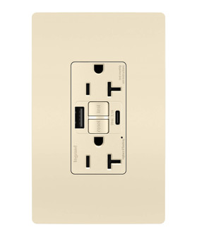 radiant Tamper-Resistant 20A Duplex Self-Test GFCI Receptacles with SafeLock Protection, Type A/C Outlet in Light Almond (246|2097TRUSBACLA)