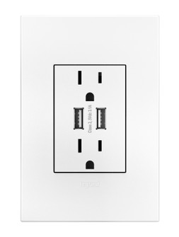 Outlets Dual Usb Plus-Size Outlet Combo With Matching Wall Plate in White (246|ARTRUSB153W4WP)
