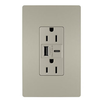 radiant 15A Tamper-Resistant Ultra-Fast USB Type A/C Outlet in Nickel (246|R26USBAC6NICCV4)