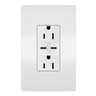 radiant 15A Tamper-Resistant Ultra-Fast USB Type C/C Outlet in White (246|R26USBCC6W)