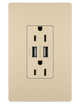 radiant 15A Tamper-Resistant USB Outlet in Ivory (246|TM826USBI)