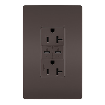 radiant 20A Tamper Resistant Ultra Fast PLUS Power Delivery USB Type C/C Outlet in Brown (246|TR20USBPD)