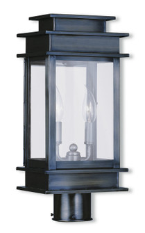 Princeton Two Light Outdoor Post Lantern in Vintage Pewter w/ Polished Chrome Stainless Steel (107|2015-29)