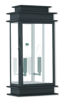 Princeton Two Light Outdoor Wall Lantern in Black w/ Polished Chrome Stainless Steel (107|2018-04)