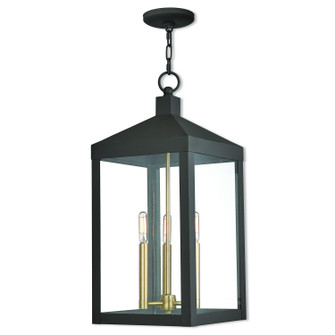 Nyack Three Light Outdoor Pendant in Bronze w/ Antique Brass Cluster (107|20587-07)