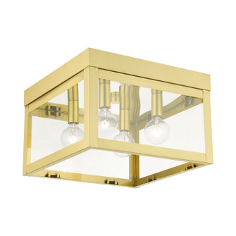 Nyack Four Light Flush Mount in Satin Brass (107|20589-12)