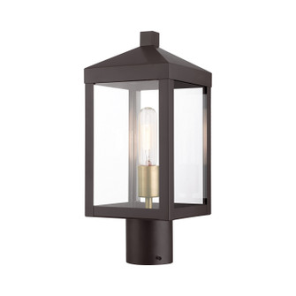 Nyack One Light Outdoor Post Top Lantern in Bronze w/ Antique Brass Cluster (107|20590-07)