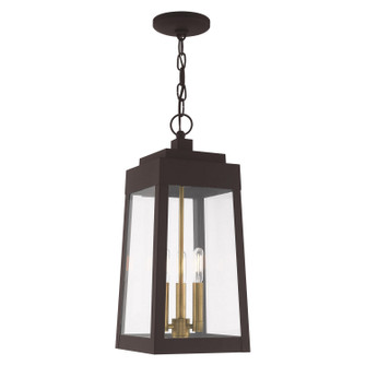 Oslo Three Light Outdoor Pendant in Bronze w/ Antique Brasss (107|20857-07)