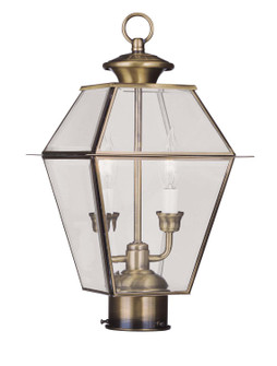 Westover Two Light Outdoor Post Lantern in Antique Brass (107|2284-01)