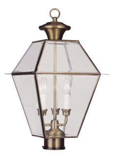 Westover Three Light Post-Top Lanterm in Antique Brass (107|2384-01) Westover Three Light Post-Top Lanterm in Antique Brass (107|2384-01)