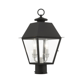 Wentworth Two Light Outdoor Post Top Lantern in Black w/ Brushed Nickel Cluster (107|27216-04)
